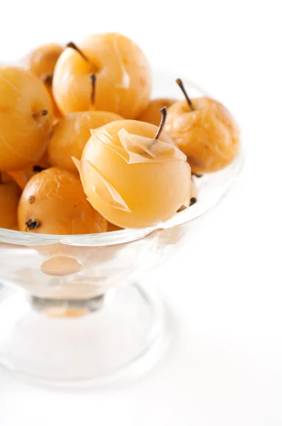 Apple compote in a glass vase on white background — Stock Photo, Image