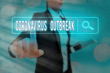 Coronavirüs salgınını gösteren kavramsal el yazısı. Yeni keşfedilen COVID19 Web Dijital Fütüristik Teknoloji Ağı bağlantısından kaynaklanan iş fotoğrafı metni bulaşıcı hastalığı.