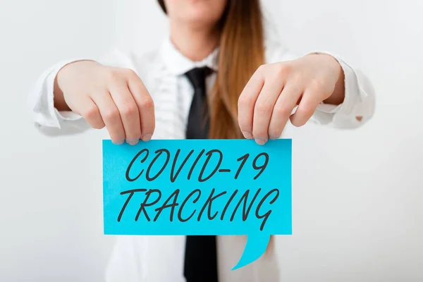 Fogalmi kézírás, amely Covid 19 Tracking-et mutatja. Üzleti fotó bemutatása Megkülönböztető folyamat a lehetséges fertőzött egyének Megjelenítve a különböző színű jegyzetek hangsúlyozására tartalom. — Stock Fotó