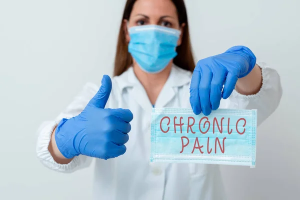 Word writing text Chronic Pain. Business concept for discomfort that persists or progresses over a long period Laboratory blood test sample shown for medical diagnostic analysis result. — Stock Photo, Image