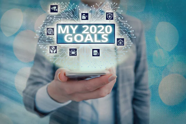 Konzeptionelle Handschrift mit My 2020 Goals. Business-Foto, das die Einrichtung individueller Ziele oder Pläne für das laufende Jahr zeigt, Systemadministratorsteuerung, Einstellungen zur Getriebekonfiguration. — Stockfoto