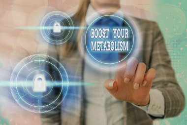 Metabolizmanı hızlandırdığını gösteren metin işareti. Kavramsal fotoğraf gövdesi süreci web veri bilgi güvenlik uygulama sistemi için Gıda grafikleri asma kilidi enerji yapmak ve yakmak için kullanılır.