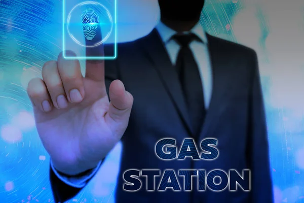 Fogalmi kézírás a benzinkútról. Üzleti fotó szöveg gépjárművek szervizeléséhez, különösen benzinnel és olajjal Információs digitális technológiai hálózat infografikai elemek. — Stock Fotó