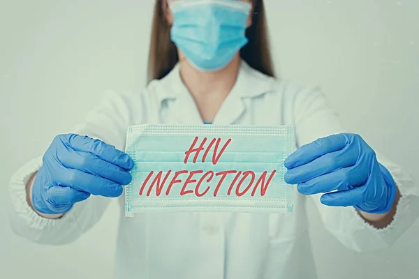 Text sign showing Hiv Infection. Conceptual photo A disease of the immune system due to the infection of HIV Laboratory blood test sample shown for medical diagnostic analysis result.