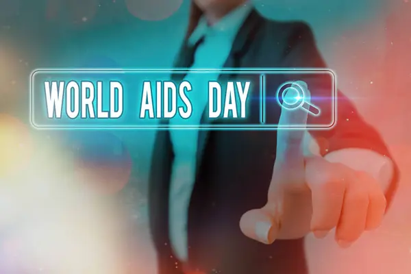 Konceptuell handstil som visar Världsaidsdagen. Företagsfoto visar upp en internationell dag för att öka medvetenheten om AIDS pandemi Webbsökning digital futuristisk teknik nätverksanslutning. — Stockfoto