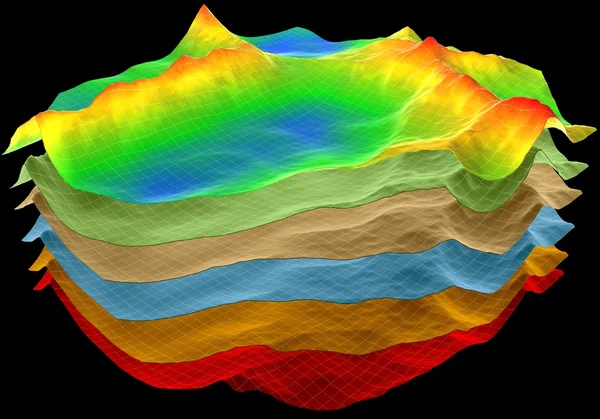 Abstraktes Gelände, geologisch geschnittene Schichten — Stockfoto