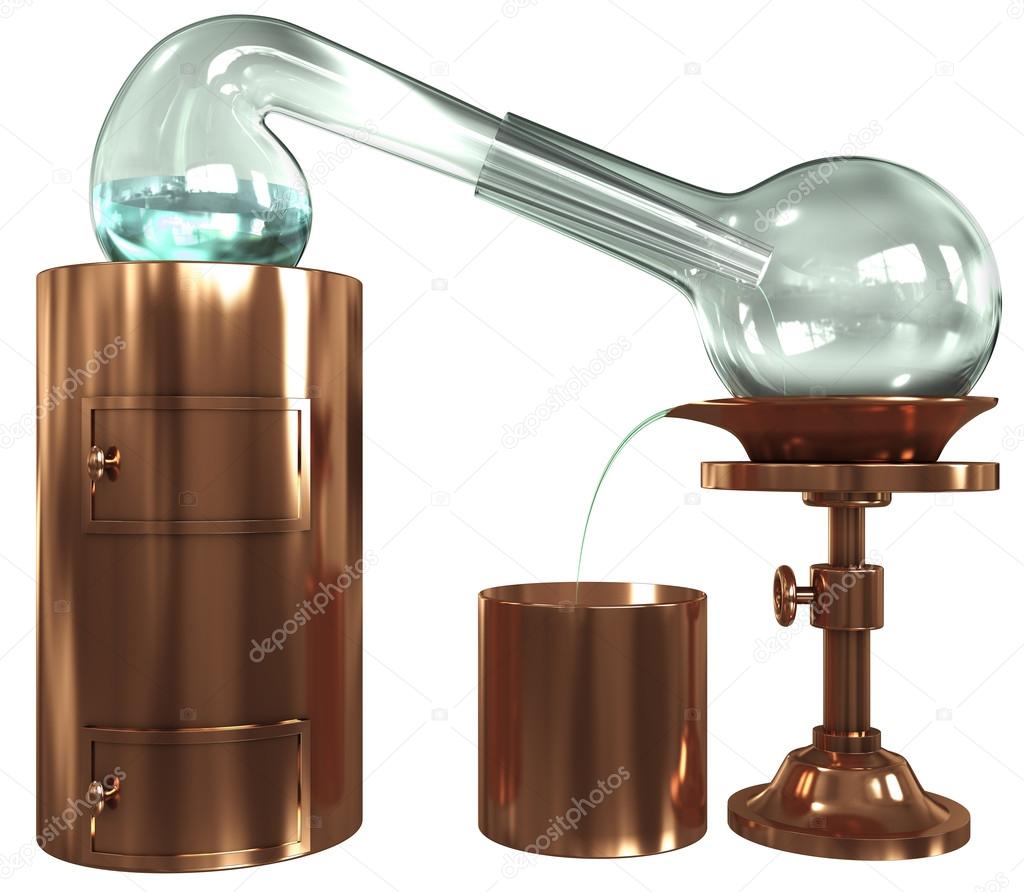 Old distillation, glass, copper — Stock Photo © begiz 82408606
