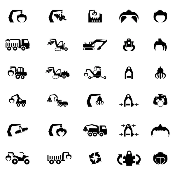 Vector icon set of Heavy machine, tractor and vehicles — Stock Vector