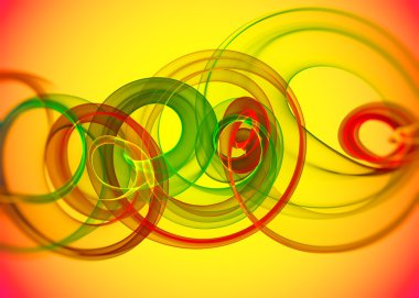 tatil cam saydam gökkuşağı spiral ve sircles sarı turuncu arka plan üzerinde kavisli. Yatay illüstrasyon.