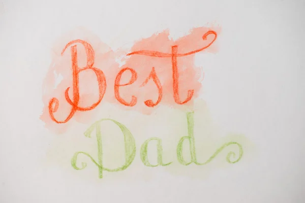 Beste papa-rode en groene letters. Vaders dag wenskaart. Aquarel hand getekende illustratie. — Stockfoto