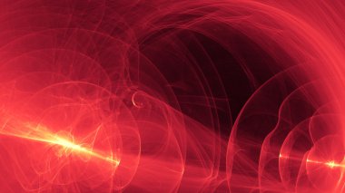 koyu arka plan boşluk evren üzerinde parlayan kırmızı eğri çizgiler. İllüstrasyon.