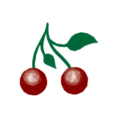 Beyaz arka plan üzerinde izole üçgen sanat kiraz lowpoly esnaf