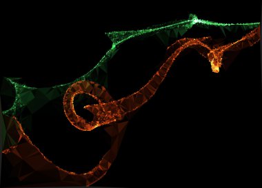 Soyut kırmızı yeşil alev duman lowploly birçok üçgenler arka plan tasarım kullanmak için