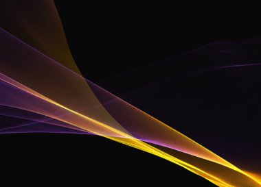 Soyut sarı turuncu mor duman alev zarif dalga siyah arka plan üzerinde