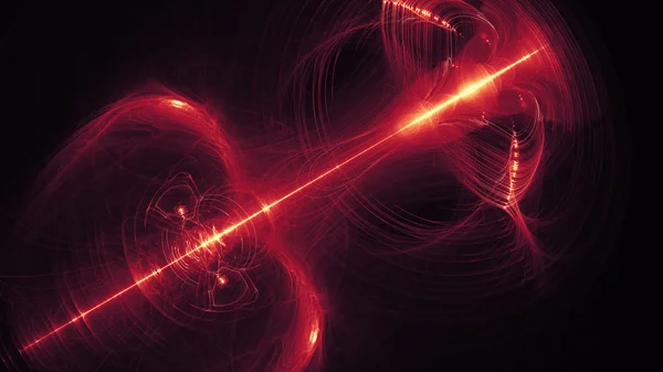 Izzó piros görbe vonalak sötét absztrakt háttér hely világegyetem. Illusztráció. — Stock Fotó