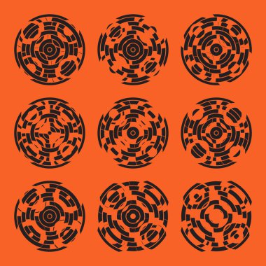 Soyut hightech collection 9 radarlar, teknoloji daire arka plan dizi. EPS 10