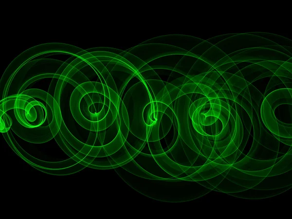 Absztrakt eco friss zöld füst láng helix felett fekete háttér — Stock Fotó