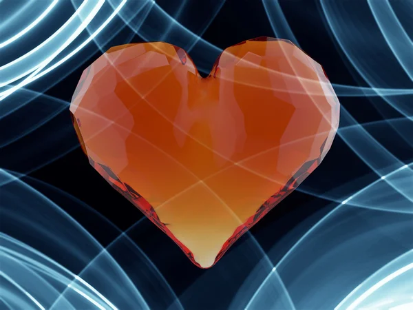 Κόκκινο στολίδι καρδιά απομονώνονται σε σκούρο φόντο. Γεωμετρική rumpled τριγωνικό χαμηλή πολυ στυλ γραφικών 3d καθιστούν εικονογράφηση. Raster πολυγωνικό σχεδιασμό για την επιχείρησή σας — Φωτογραφία Αρχείου