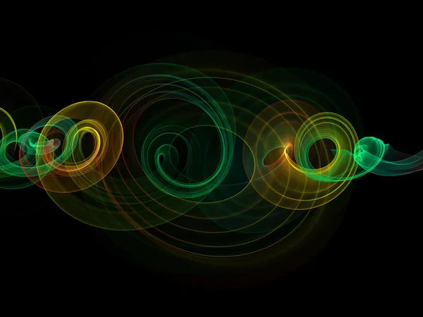 Glowing rainbow curved lines and circles over dark Abstract Background — Stock Photo, Image