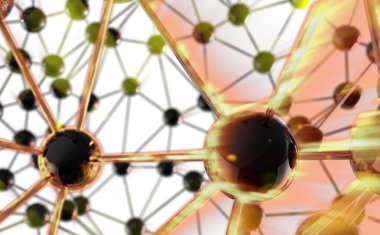 Moleküler geometrik kaos soyut yapı. Bilim teknoloji ağ bağlantısı yüksek teknoloji arka plan boşaltmak 3d render ile