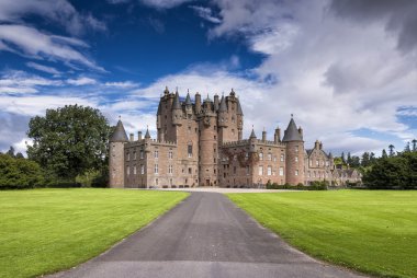 View of Glamis Castle in Scotland, United Kingdom. clipart