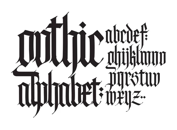 Gotycki Angielski Alfabet Wektor Ustawiony Czcionka Tatuażu Celów Osobistych Komercyjnych — Wektor stockowy