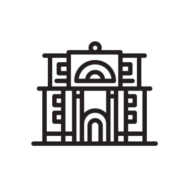 Ev, kulübe ikonu. Bir mimari yapının tasviri. Vektör. Ses düzeyi yazdırma. Taslak tarzı. Web sitesi veya yazdırma.