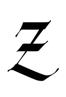 Z harfi, Gotik tarzda. Vektör. Alfabe. Sembol altın bir arka planda izole edilmiştir. Kaligrafi ve harfler. Ortaçağ Latince mektubu. Şirketin logosu. Monogram. Dövme için zarif yazı tipi.