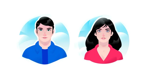 Illustratie Van Een Meisje Een Mannelijke Avatars Vector Een Paar — Stockvector