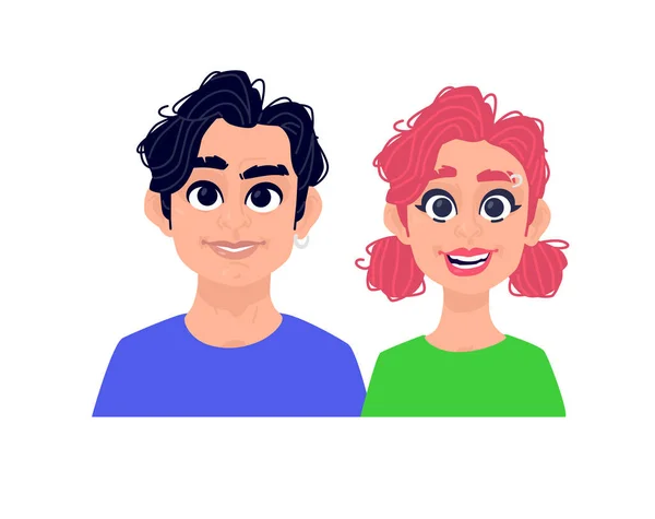 Illustration Girl Guy Vector Pair Man Redhead Woman Two Characters — Stock Vector