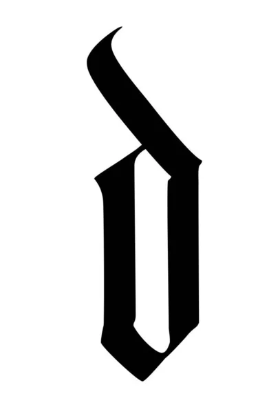 字母D 哥特式 这个符号用金色的背景隔开 书法和字母书写 中世纪拉丁字母 公司的标志 字母表精美的纹身字体 — 图库矢量图片