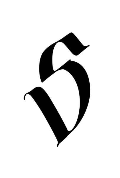 字母S 哥特式的病媒 这个符号用金色的背景隔开 书法和字母书写 中世纪拉丁字母 公司的标志 字母表精美的纹身字体 — 图库矢量图片
