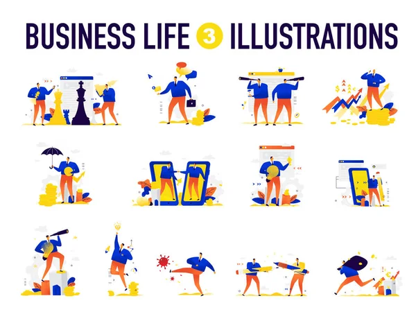 Illustraties Van Bedrijfssituaties Vector Het Team Lost Problemen Creatief Brainstormen — Stockvector