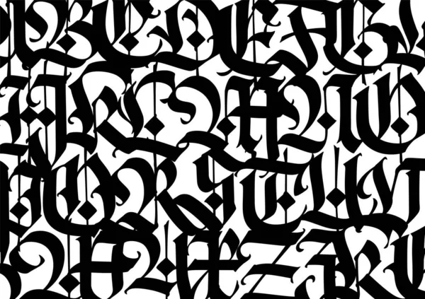 Μεσαιωνικό Γοτθικό Μοτίβο Βέκτορ Ευρωπαϊκό Σύγχρονο Γοτθικό Μαύρα Γράμματα Λευκό — Διανυσματικό Αρχείο