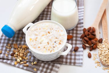 Fresh milk in the glass. Healthy eating.