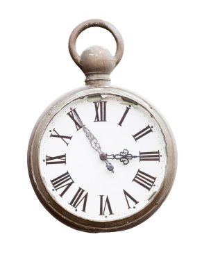 Eski saat üzerinde beyaz izole