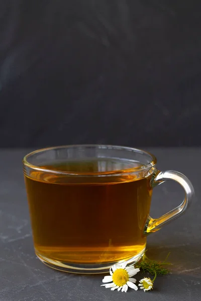 Hot Drinks Mug Chamomile Tea Glass Cup Iced Herbal Chamomile — Stock Photo, Image