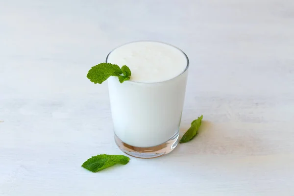 Glas Milch Gesundes Fermentiertes Produktkonzept Kefir Joghurt Oder Milch Mit — Stockfoto