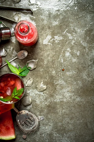 Wassermelone Chocktail mit Minze — Stockfoto