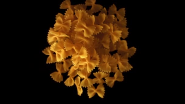 Super slow motion pasta farfalle dry. Filmed on a high-speed camera at 1000 fps. — Stock Video