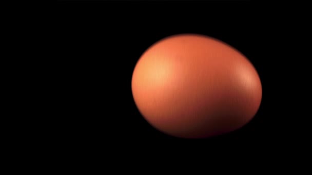 Super slow motion the fresh egg falls on the table and breaks down. Filmed on a high-speed camera at 1000 fps. — Stock Video