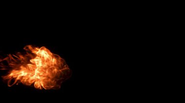 Siyah arka planda yangın ve alevler. 1000 fps 'de yüksek hızlı bir kamerayla çekildi. Yüksek kaliteli FullHD görüntüler