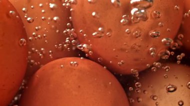 Kaynar suda tavuk yumurtası. 1000 fps 'de yüksek hızlı bir kamerayla çekildi. Yüksek kaliteli FullHD görüntüler