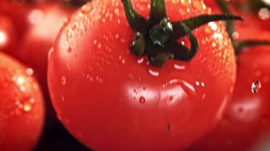 Domates ıslak bir masaya düşer. 1000 fps 'de yüksek hızlı bir kamerayla çekildi. Yüksek kaliteli FullHD görüntüler