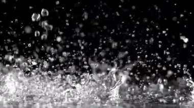 Süper yavaş çekim yağmur damlaları. 1000 fps 'de yüksek hızlı bir kamerayla çekildi. Yüksek kaliteli FullHD görüntüler