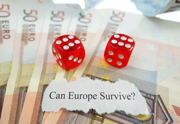 Euro headline and dice — Stock Photo, Image