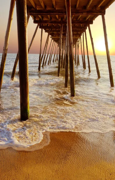 Avalon Pier Beach Outer Banks North Carolina Sunrise — Stock Photo, Image
