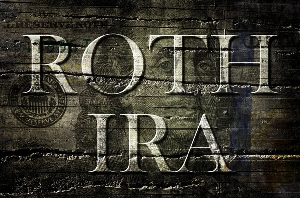 Roth Ira Text Textured Hundred Dollar Bill Background Retirement Concept — Stock Photo, Image