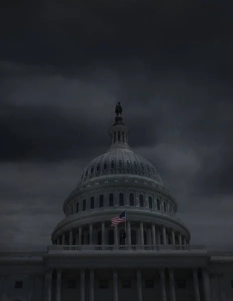 Nubes Oscuras Tormenta Sobre Edificio Del Capitolio Estados Unidos Washington —  Fotos de Stock