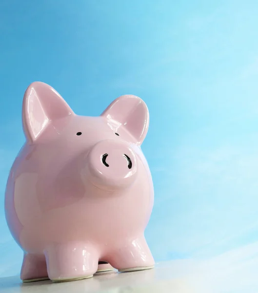 Piggy Bank Blauwe Lucht Achtergrond — Stockfoto